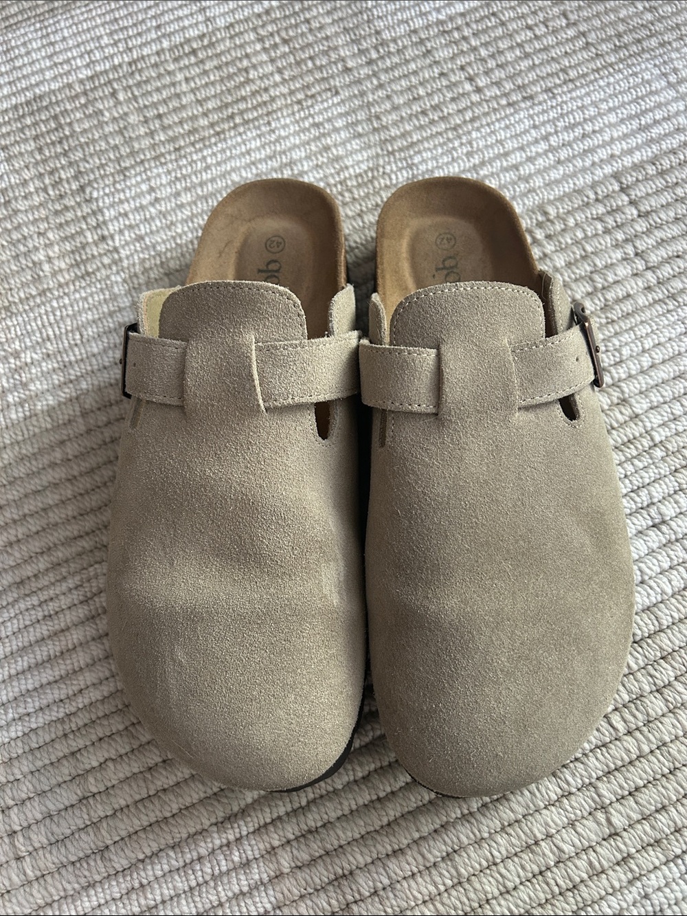 Women's Suede Slip-On Clog in Taupe size 10